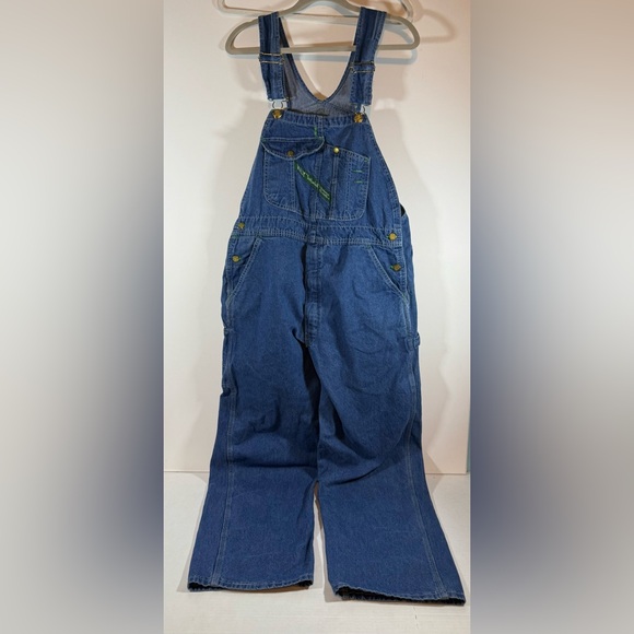 Vtg Key Imperial Denim Bib Overalls Mens Sz 38X30 Blue Button Fly Carpenter - Picture 1 of 12